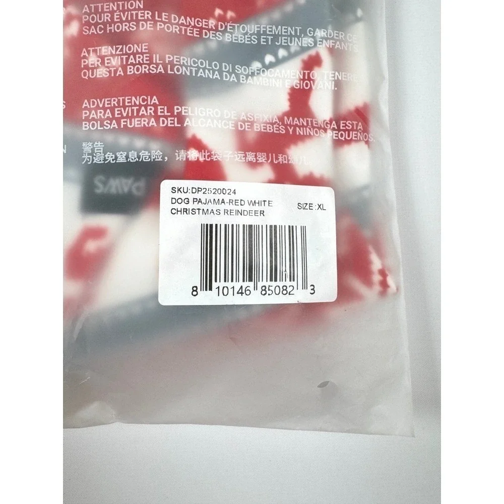 Spark Paws Dog Pajama Red White‎ XL New With Tags